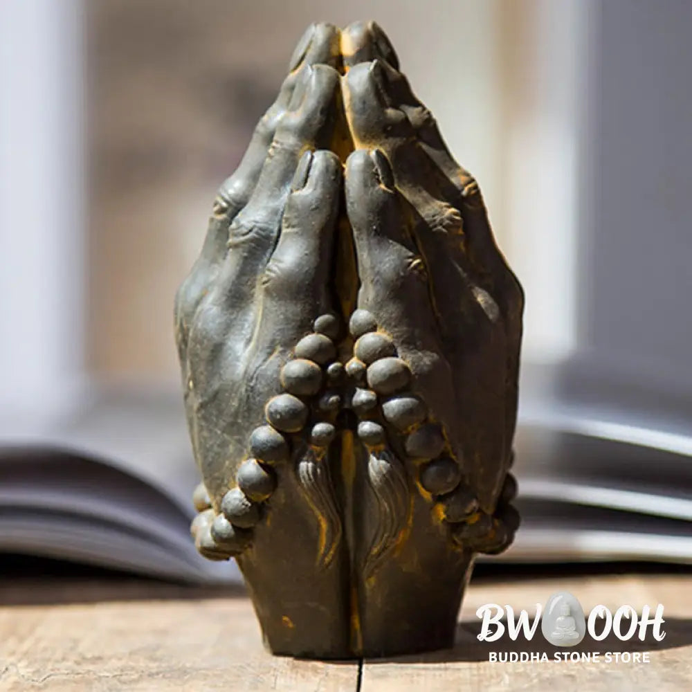 BWOOOH resin Buddha statue - Handmade Buddha Hand Namaste Iron P