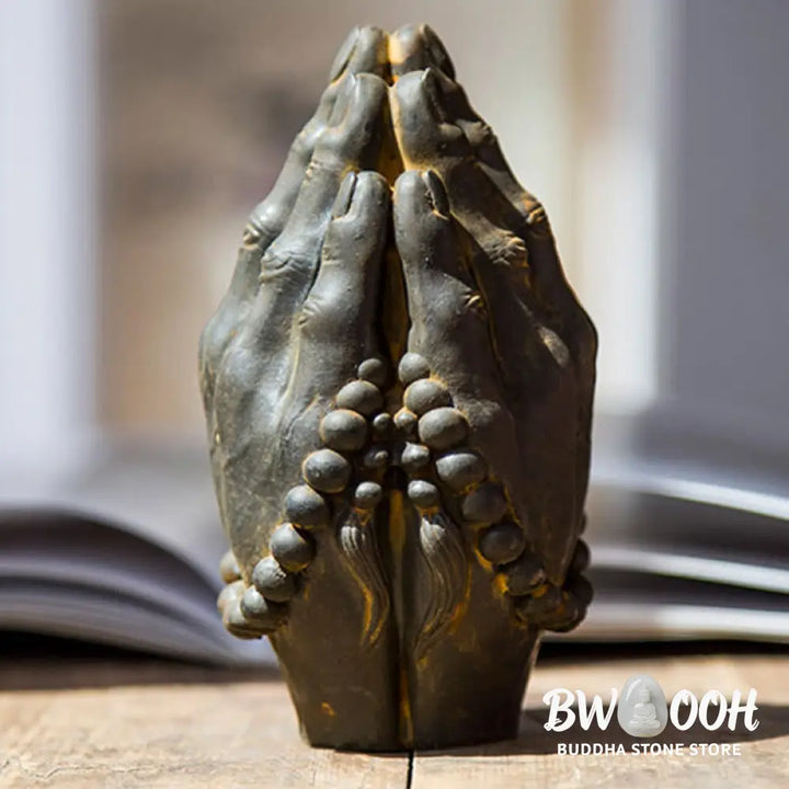 BWOOOH resin Buddha statue - Handmade Buddha Hand Namaste Iron P