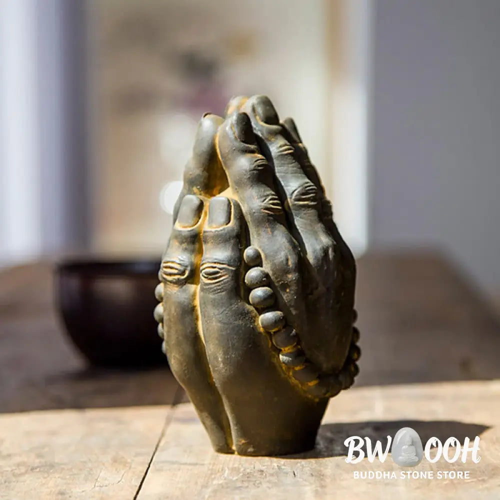 BWOOOH resin Buddha statue - Handmade Buddha Hand Namaste Iron P