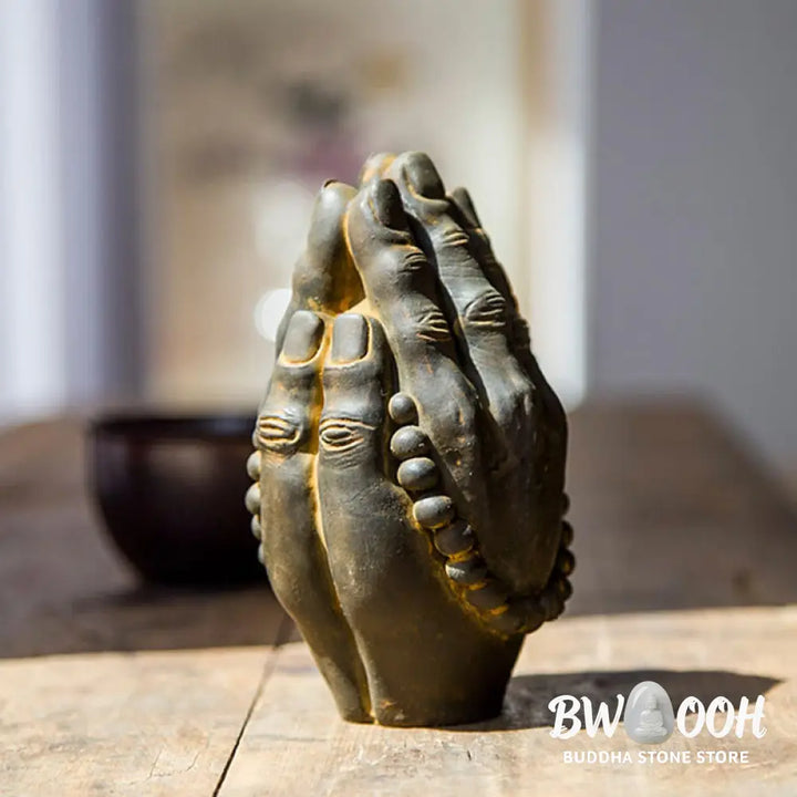 BWOOOH resin Buddha statue - Handmade Buddha Hand Namaste Iron P