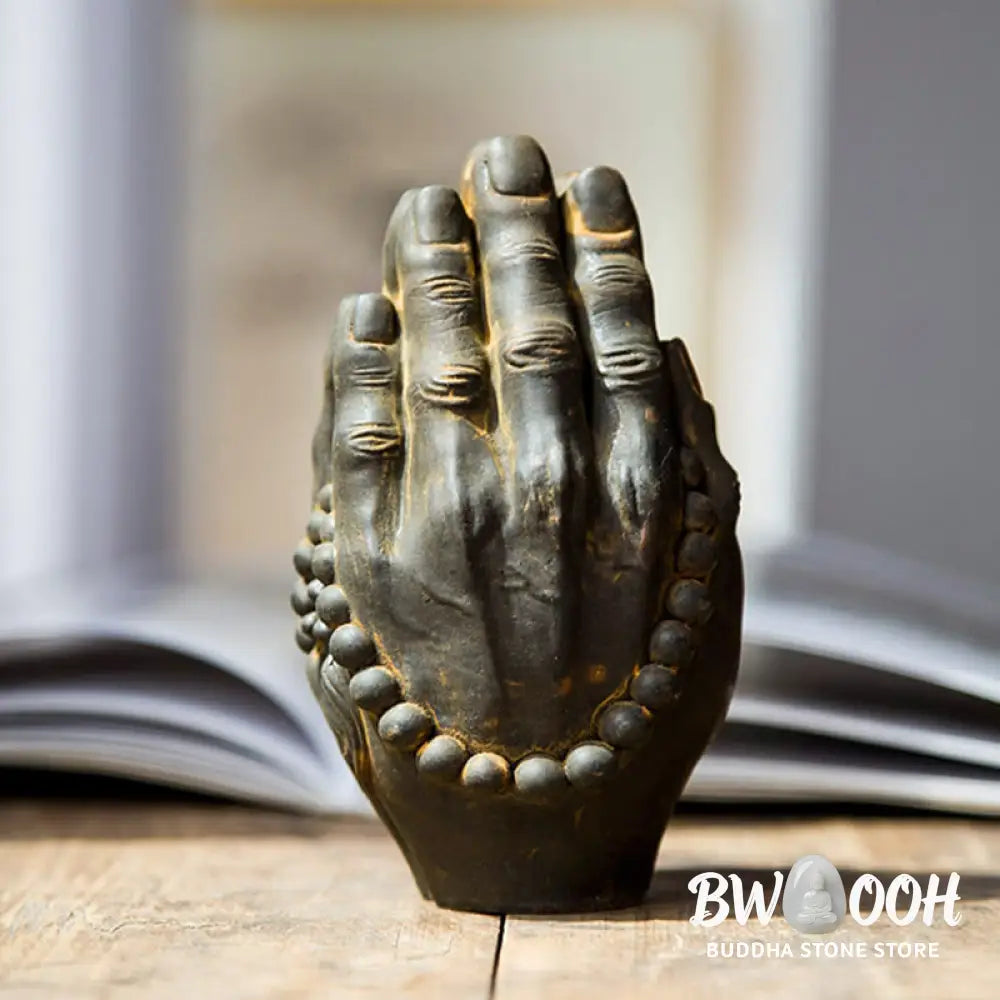 BWOOOH resin Buddha statue - Handmade Buddha Hand Namaste Iron P