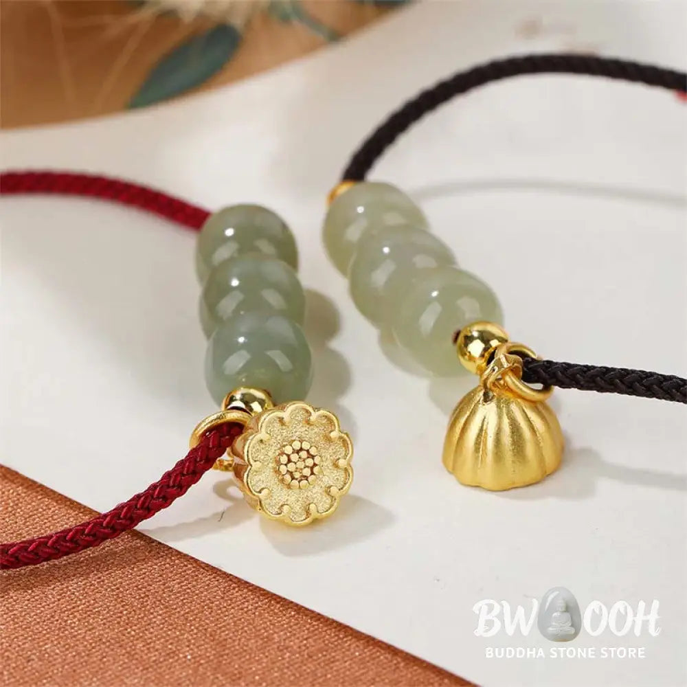 BWOOOH Handmade Hetian Jade Bead Lotus Pod Prosperity Luck Braided Bracelet | spiritual healing bracelet