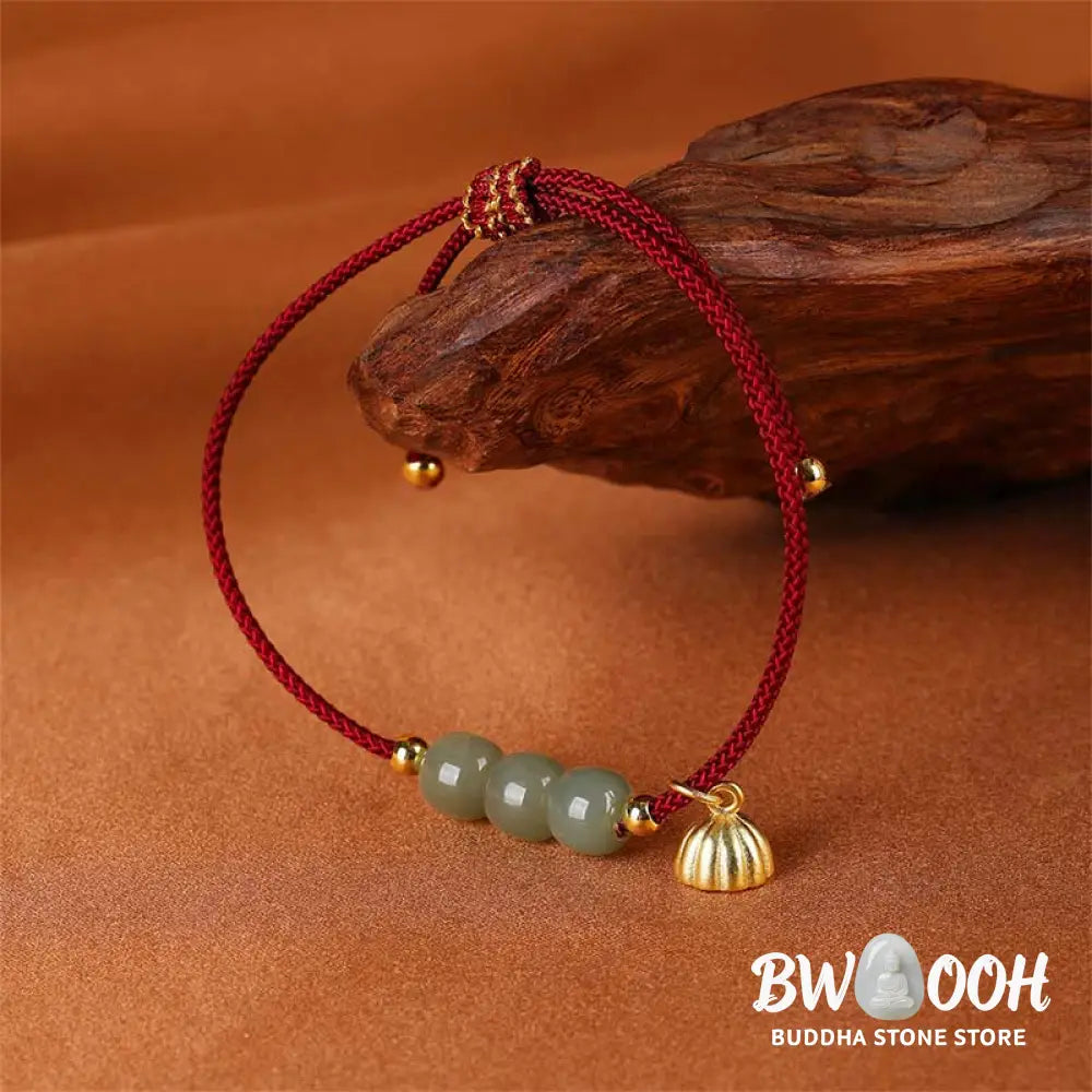 BWOOOH Handmade Hetian Jade Bead Lotus Pod Prosperity Luck Braided Bracelet | spiritual healing bracelet