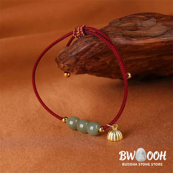 BWOOOH Handmade Hetian Jade Bead Lotus Pod Prosperity Luck Braided Bracelet | spiritual healing bracelet
