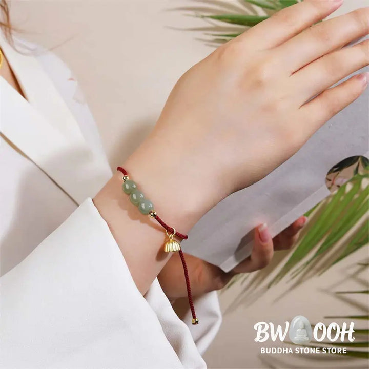 BWOOOH Handmade Hetian Jade Bead Lotus Pod Prosperity Luck Braided Bracelet | spiritual healing bracelet