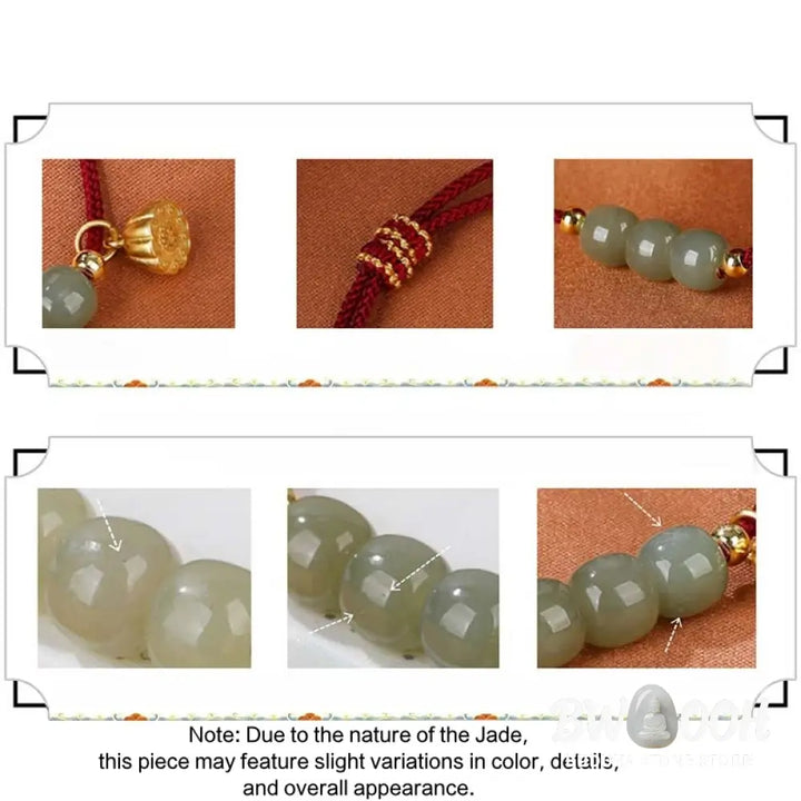 BWOOOH Handmade Hetian Jade Bead Lotus Pod Prosperity Luck Braided Bracelet | spiritual healing bracelet