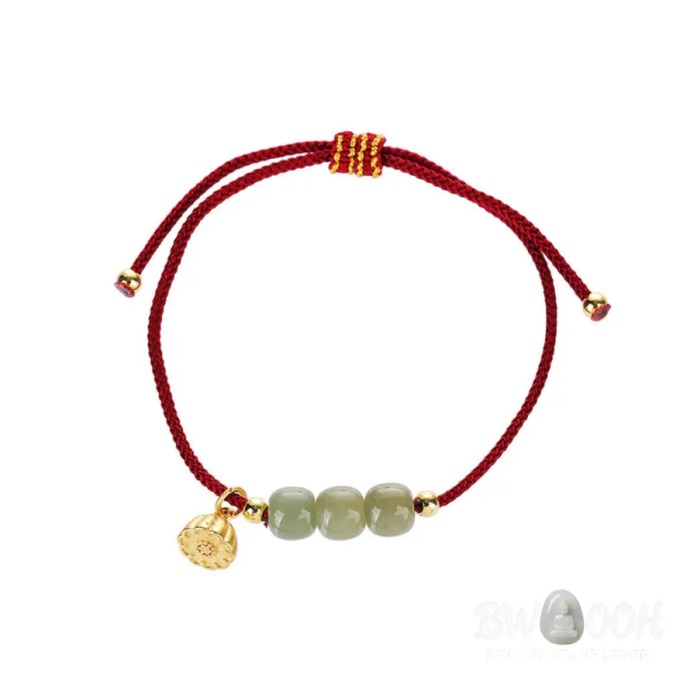 BWOOOH Handmade Hetian Jade Bead Lotus Pod Prosperity Luck Braided Bracelet | spiritual healing bracelet