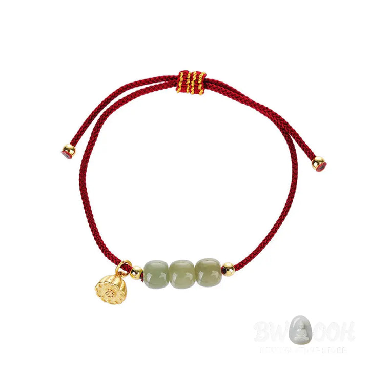 BWOOOH Handmade Hetian Jade Bead Lotus Pod Prosperity Luck Braided Bracelet | spiritual healing bracelet