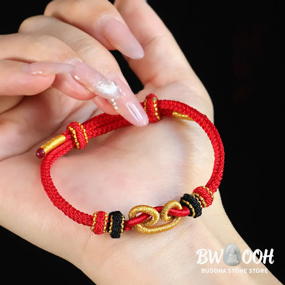 Buddha Stones Handmade Ingot Pattern Braided String Protection Bracelet - BWOOOH - Bracelet