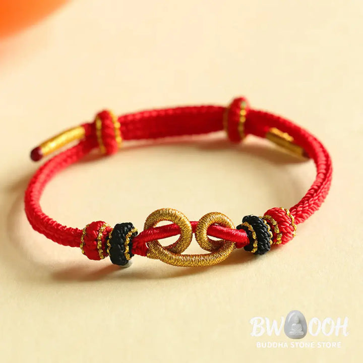 Buddha Stones Handmade Ingot Pattern Braided String Protection Bracelet - BWOOOH - Bracelet