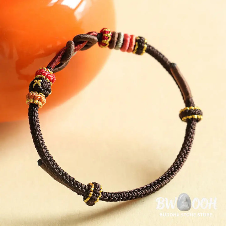 Buddha Stones Handmade Ingot Pattern Braided String Protection Bracelet - BWOOOH - Bracelet