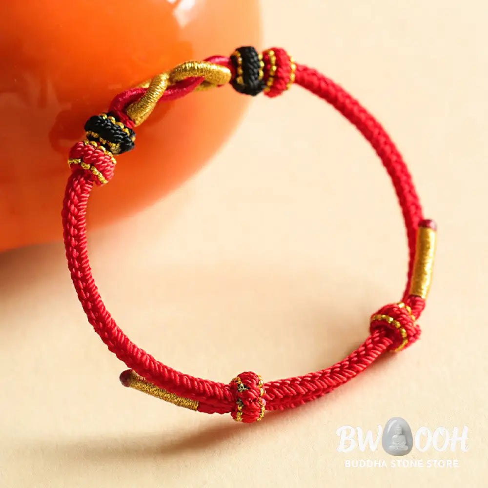 Buddha Stones Handmade Ingot Pattern Braided String Protection Bracelet - BWOOOH - Bracelet