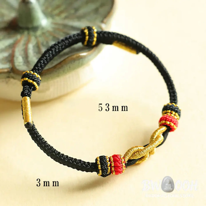 Buddha Stones Handmade Ingot Pattern Braided String Protection Bracelet - BWOOOH - Bracelet