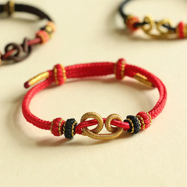 BWOOOH Handmade Ingot Pattern Braided String Protection Bracelet - BWOOOH - Red Rope(Wrist Circumference: