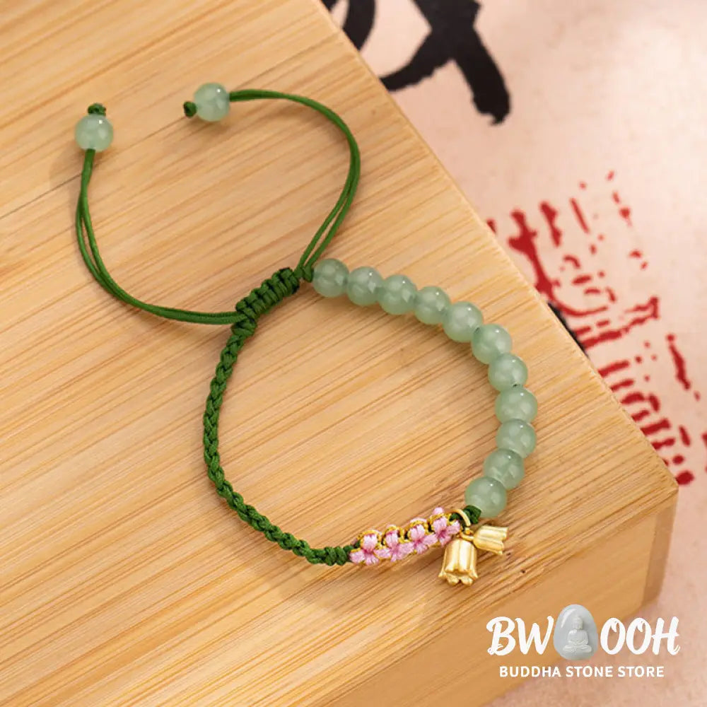 BWOOOH Handmade Jade Bead Lily of the Valley Charm Luck Braided Bracelet - Lily of the Valley - Bracelet