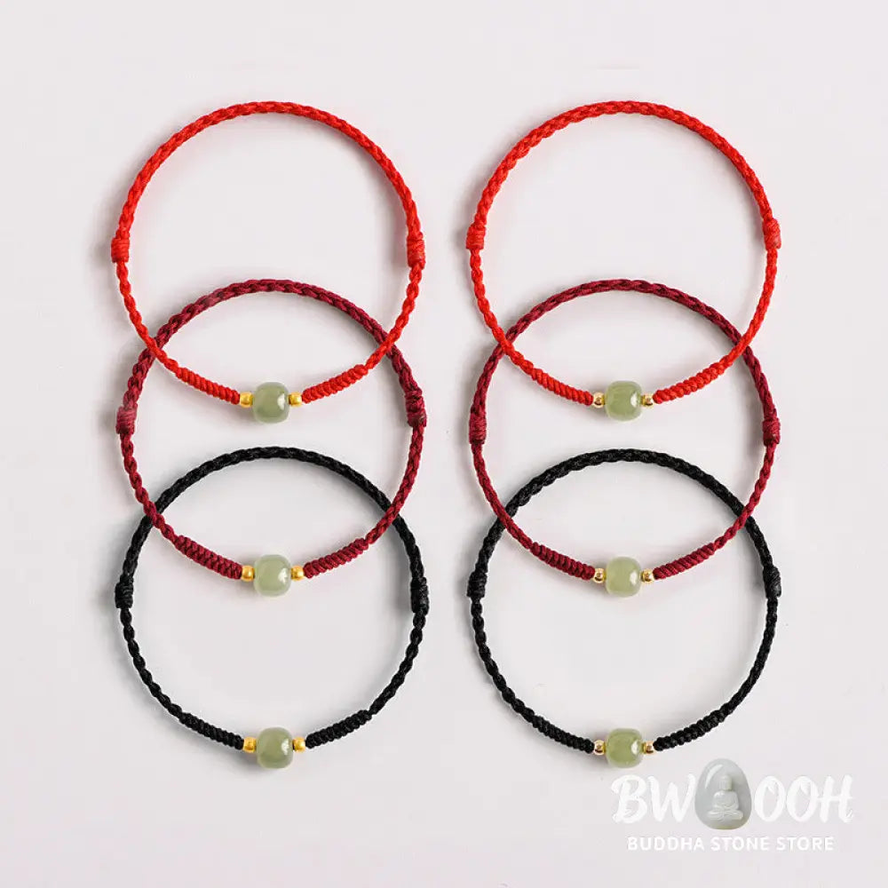 Buddha Stones Handmade Jade Lucky Bead Prosperity Braided Bracelet - BWOOOH - Bracelet