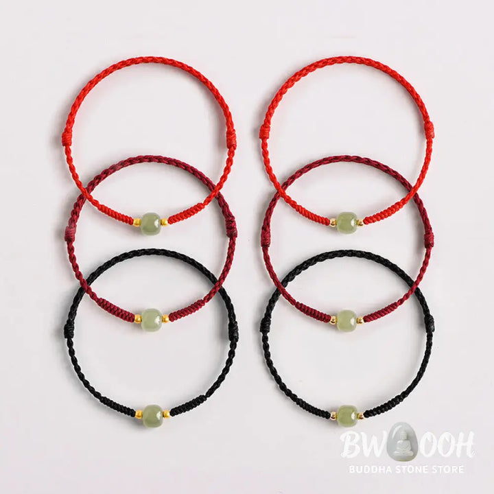 Buddha Stones Handmade Jade Lucky Bead Prosperity Braided Bracelet - BWOOOH - Bracelet