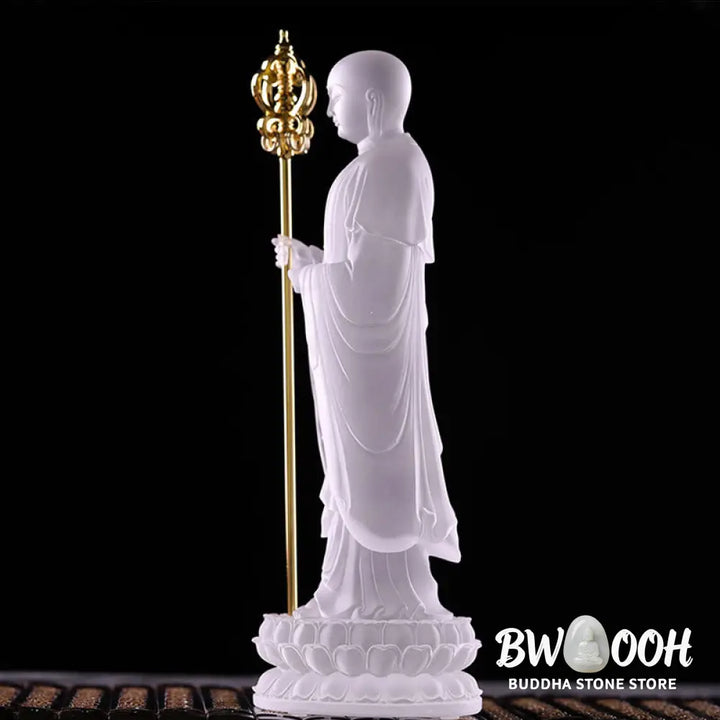 BWOOOH Handmade Ksitigarbha Bodhisattva Figurine Liuli Crystal Art Piece Serenity Statue Home Decoration
