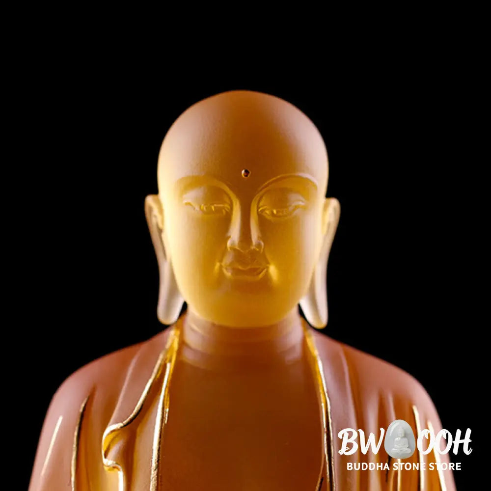 BWOOOH Handmade Ksitigarbha Bodhisattva Figurine Liuli Crystal Art Piece Serenity Statue Home Decoration