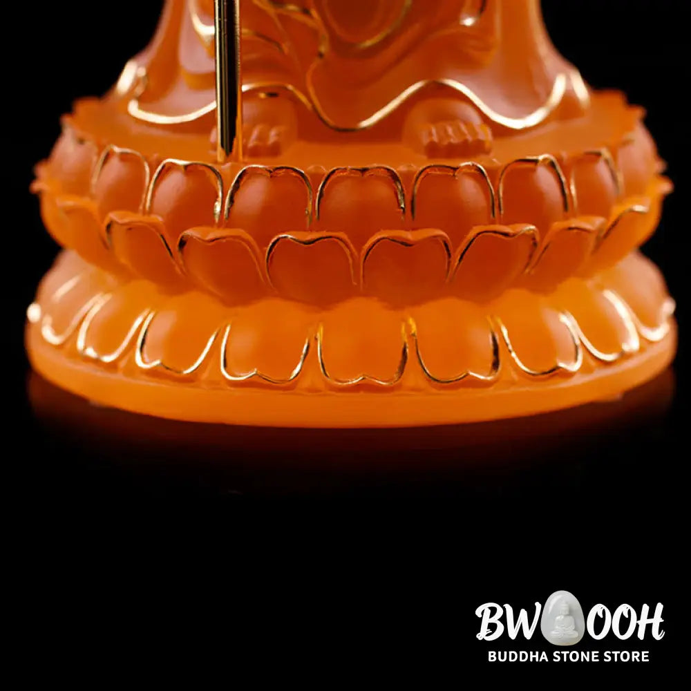 BWOOOH Handmade Ksitigarbha Bodhisattva Figurine Liuli Crystal Art Piece Serenity Statue Home Decoration