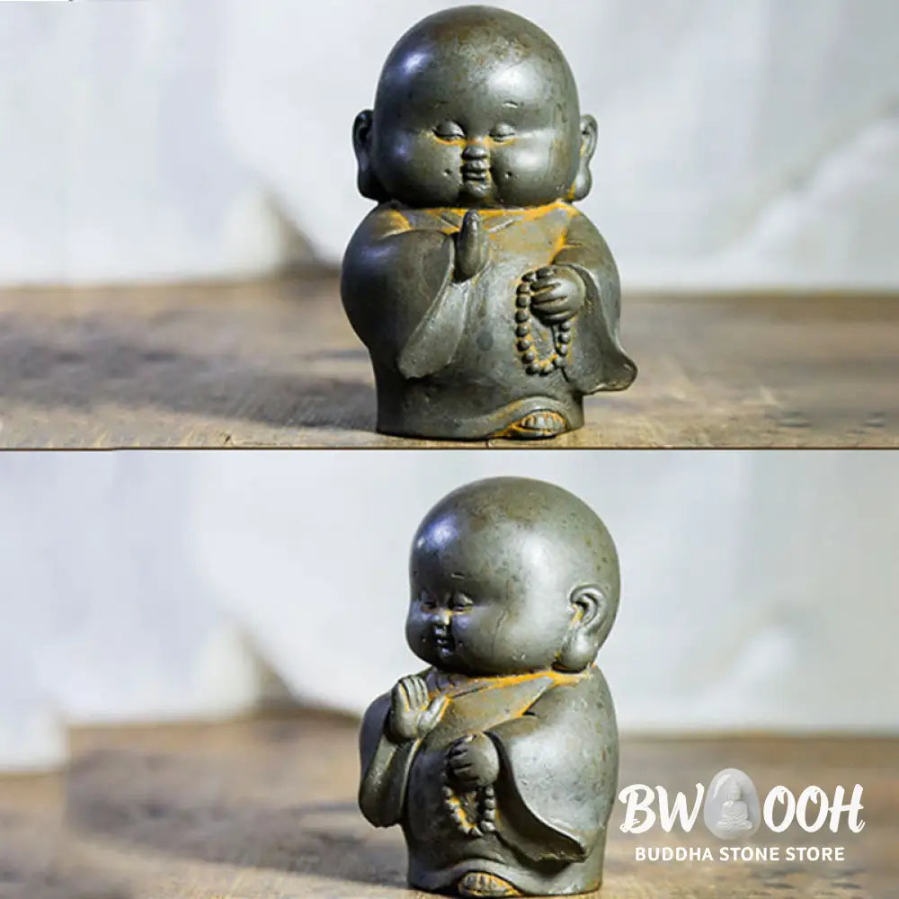 BWOOOH resin Buddha statue - Handmade Little Monk Iron Powder Ru