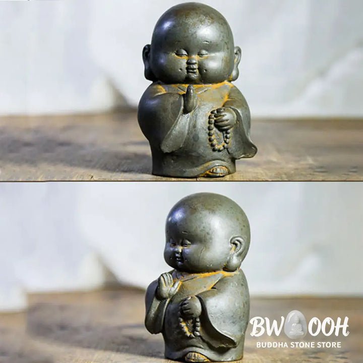 BWOOOH resin Buddha statue - Handmade Little Monk Iron Powder Ru