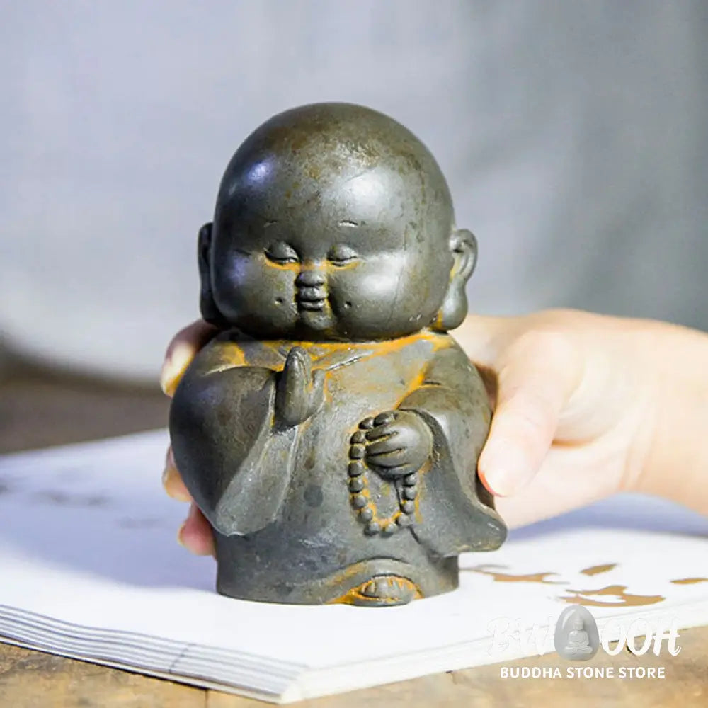 BWOOOH resin Buddha statue - Handmade Little Monk Iron Powder Ru