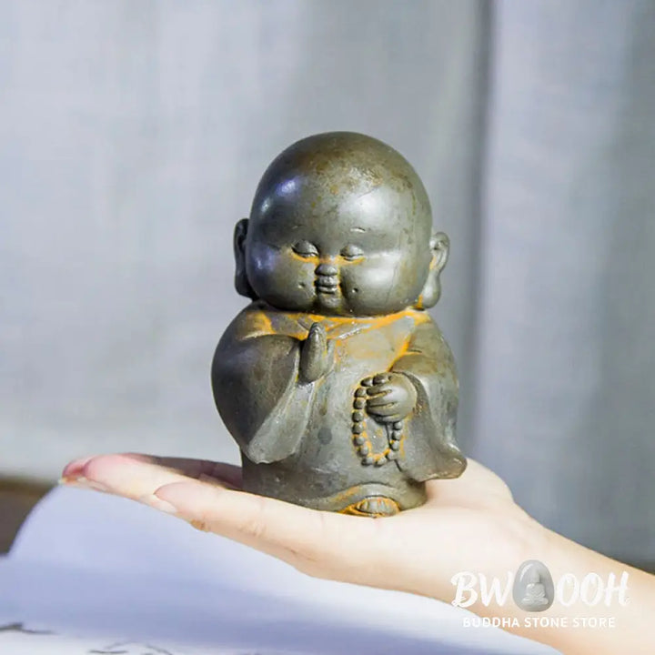 BWOOOH resin Buddha statue - Handmade Little Monk Iron Powder Ru