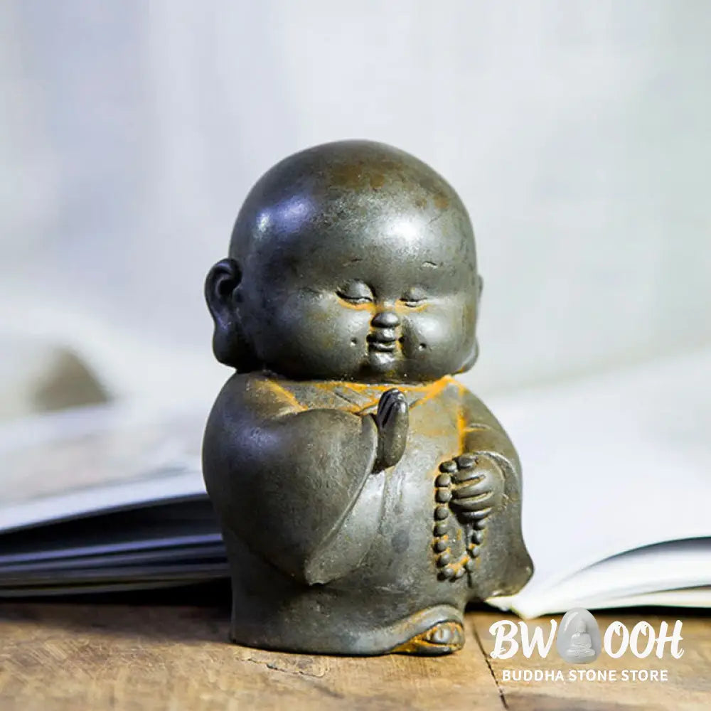 BWOOOH resin Buddha statue - Handmade Little Monk Iron Powder Ru