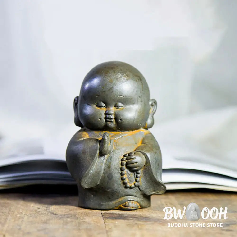 BWOOOH resin Buddha statue - Handmade Little Monk Iron Powder Ru