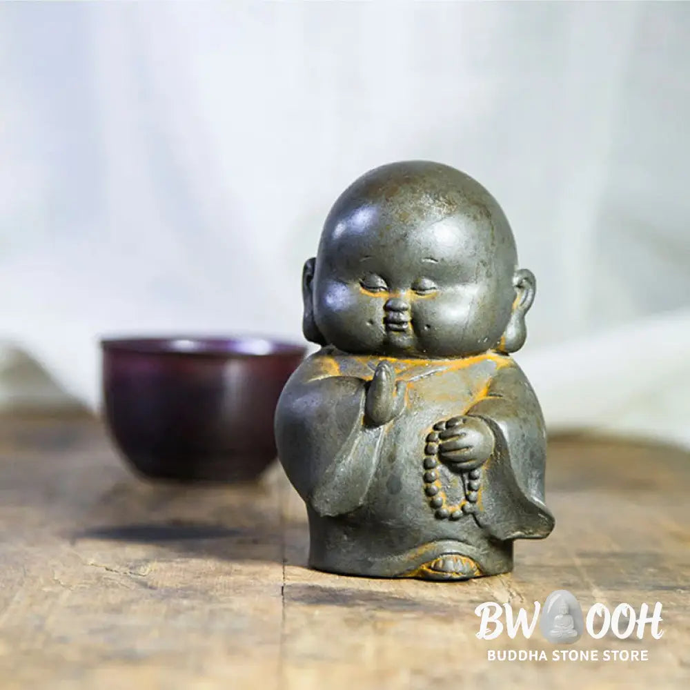 BWOOOH resin Buddha statue - Handmade Little Monk Iron Powder Ru