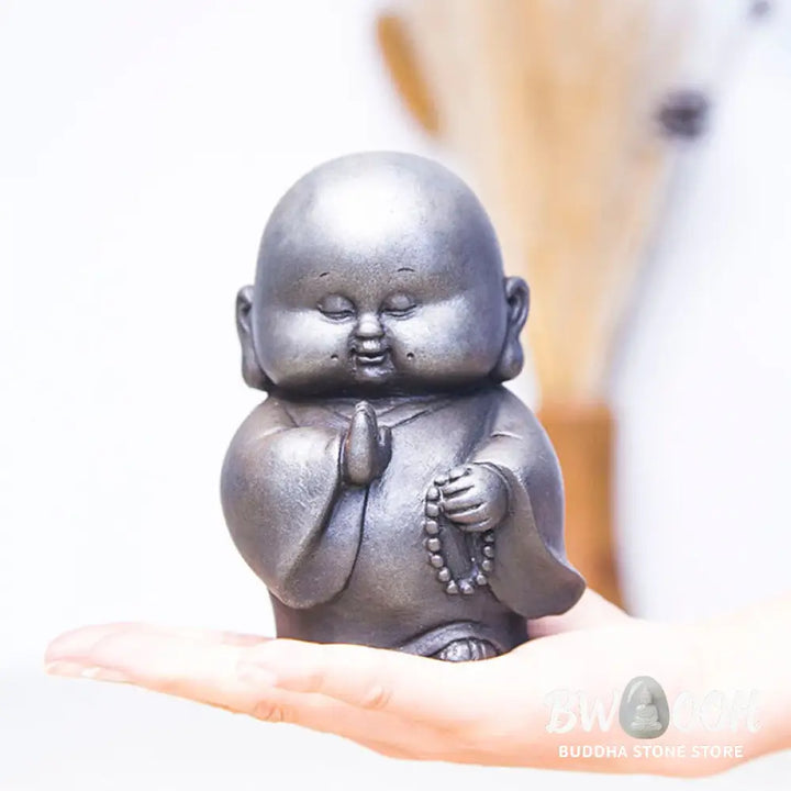 BWOOOH resin Buddha statue - Handmade Little Monk Iron Powder Ru