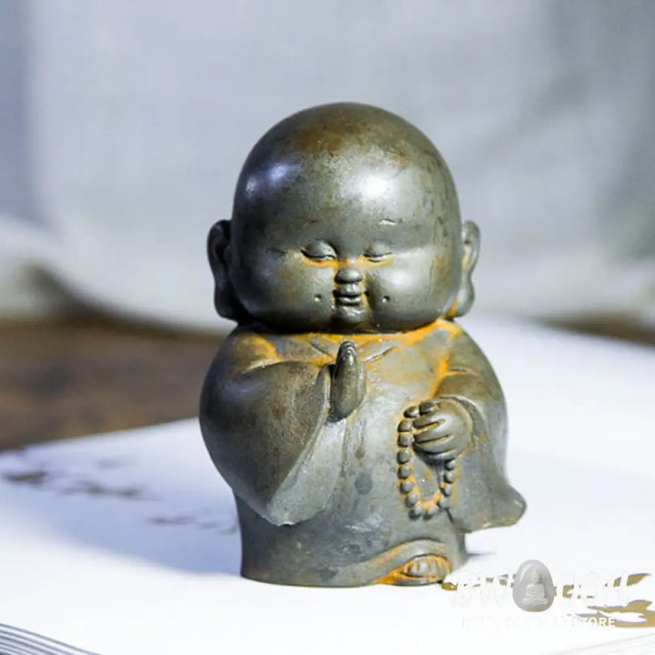 BWOOOH resin Buddha statue - Handmade Little Monk Iron Powder Ru