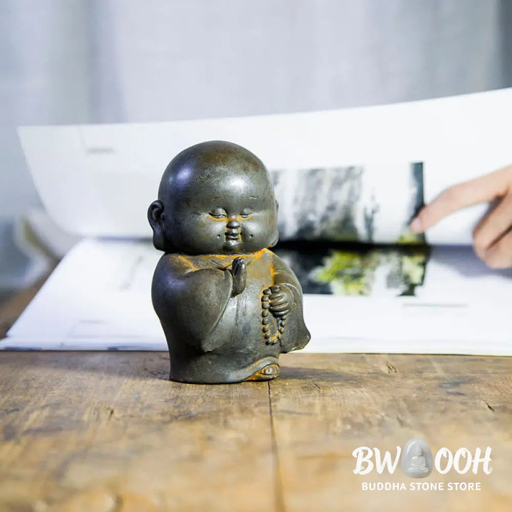 BWOOOH resin Buddha statue - Handmade Little Monk Iron Powder Ru