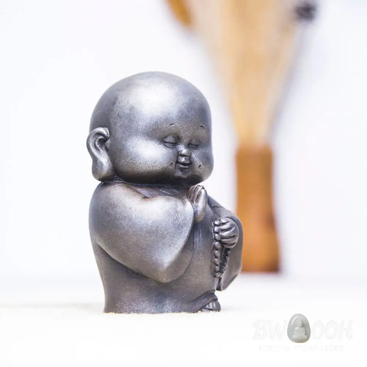 BWOOOH resin Buddha statue - Handmade Little Monk Iron Powder Ru