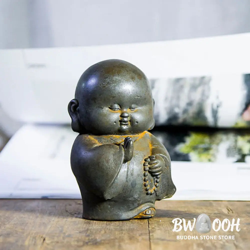 BWOOOH resin Buddha statue - Handmade Little Monk Iron Powder Ru