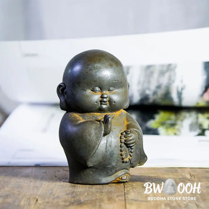 BWOOOH resin Buddha statue - Handmade Little Monk Iron Powder Ru