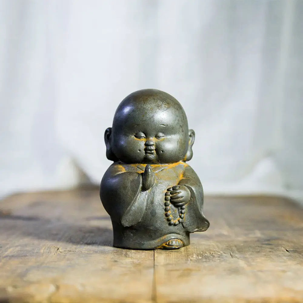 BWOOOH resin Buddha statue - Handmade Little Monk Iron Powder Ru
