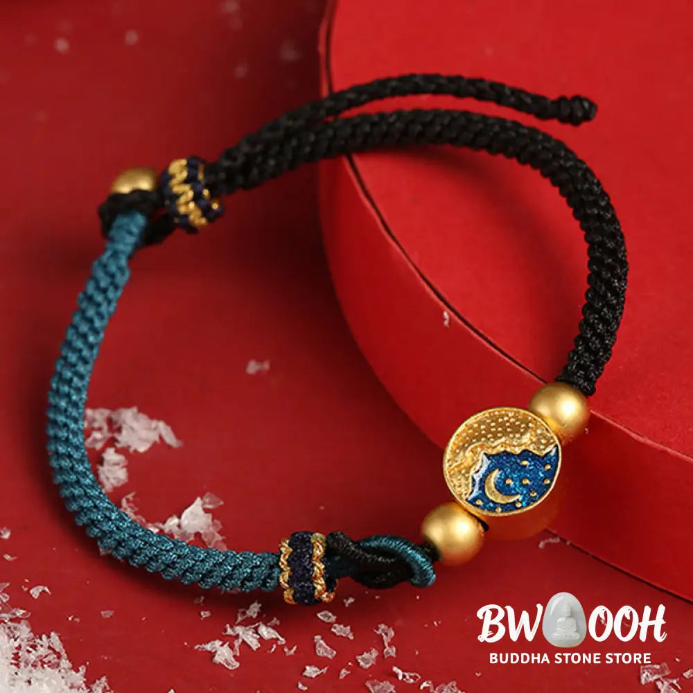 Buddha Stones Handmade Mountain and Sea Engraved Luck Two-Color String Couple Bracelet - BWOOOH - Bracelet