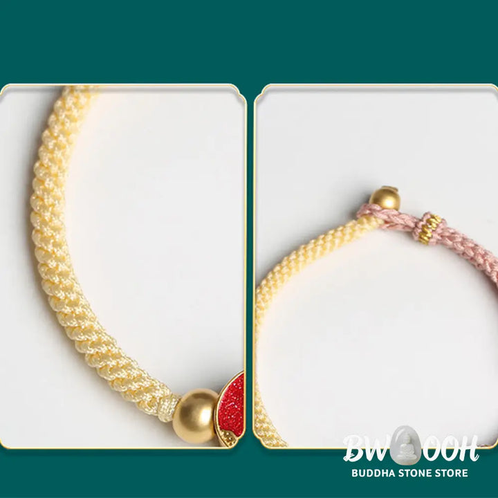Buddha Stones Handmade Mountain and Sea Engraved Luck Two-Color String Couple Bracelet - BWOOOH - Bracelet