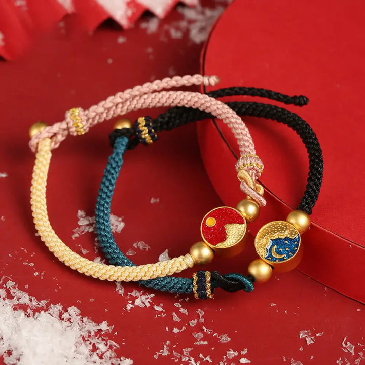 BWOOOH Handmade Mountain and Sea Engraved Luck Two-Color String Couple Bracelet - BWOOOH - Bracelet