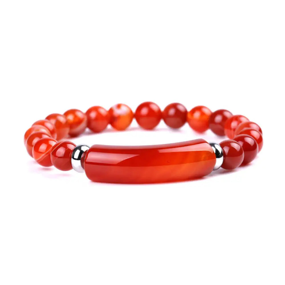 Buddha Stones Handmade Natural Gemstone Healing Bracelet - BWOOOH - Red Agate - Bracelet
