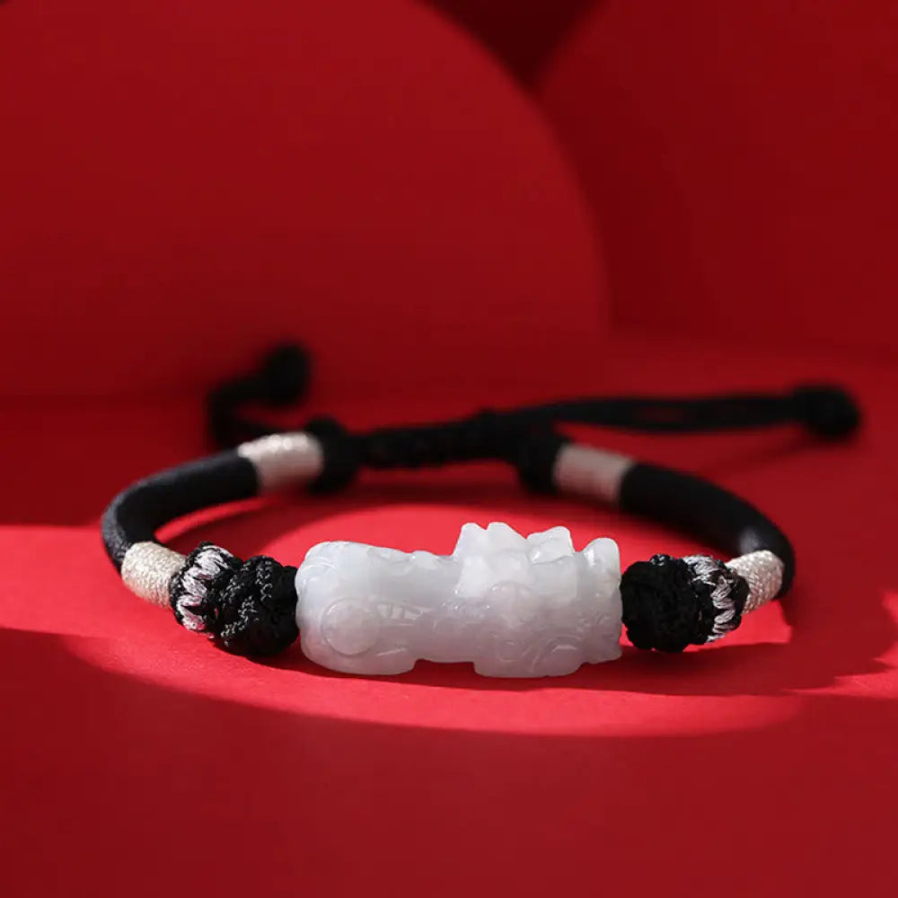 BWOOOH Handmade Natural Jade PiXiu Luck Prosperity Braided String Bracelet - BWOOOH - 14-26cm - Bracelet