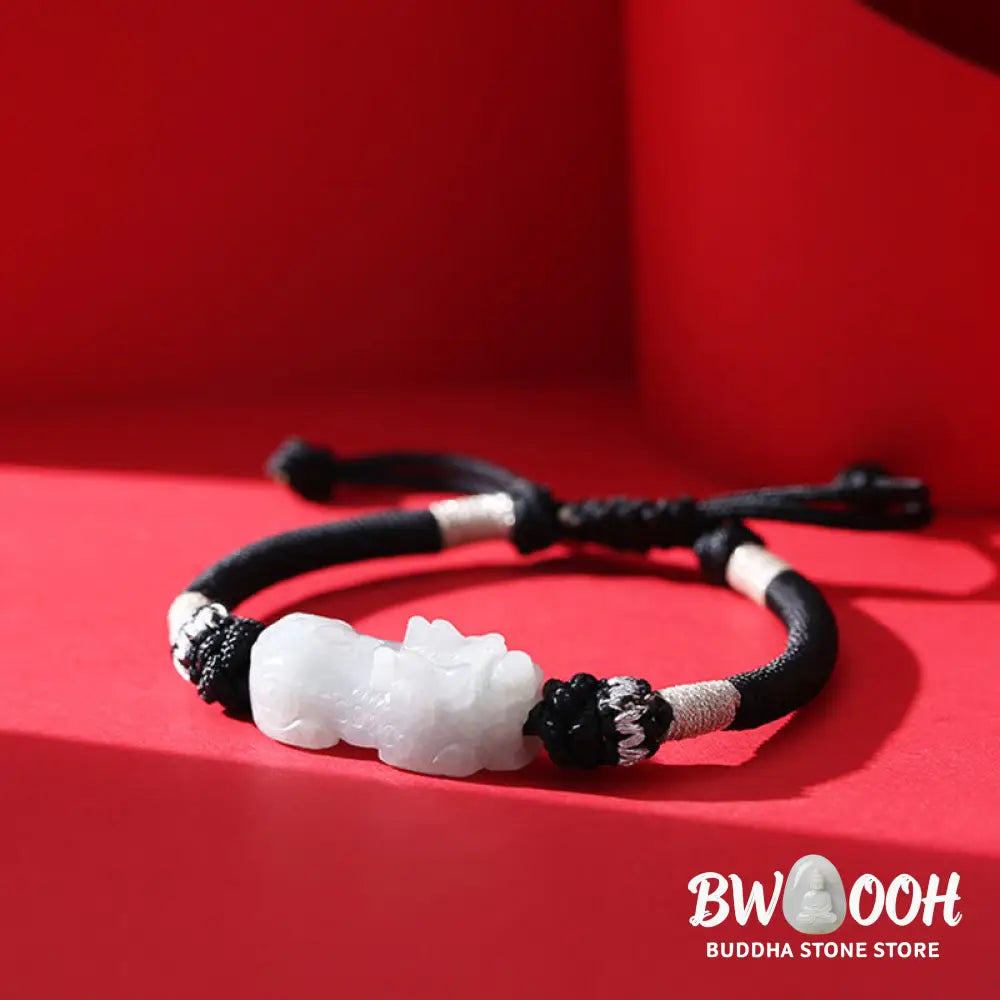 Buddha Stones Handmade Natural Jade PiXiu Luck Prosperity Braided String Bracelet - BWOOOH - 14-26cm - Bracelet