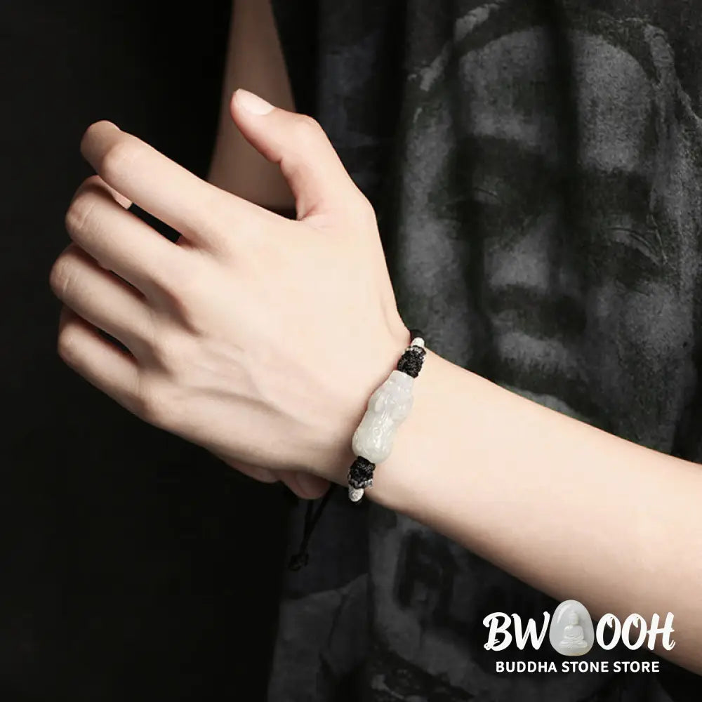 Buddha Stones Handmade Natural Jade PiXiu Luck Prosperity Braided String Bracelet - BWOOOH - 14-26cm - Bracelet