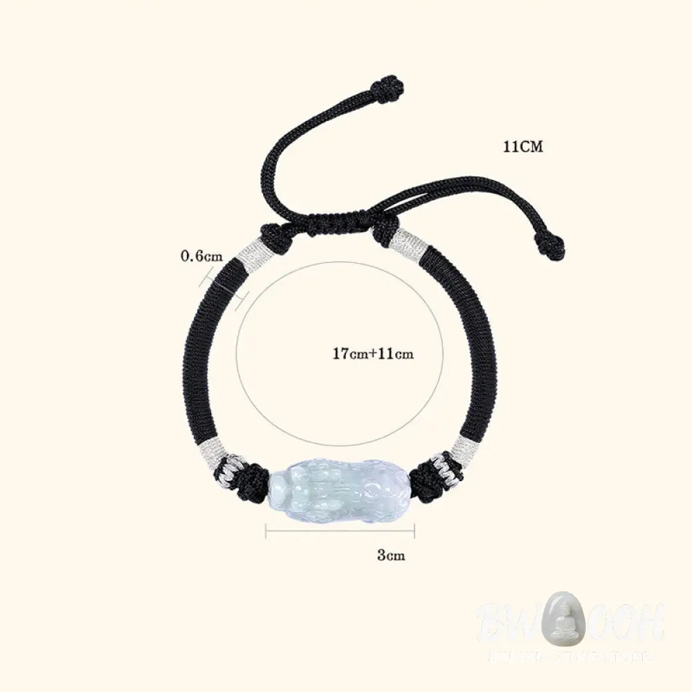 Buddha Stones Handmade Natural Jade PiXiu Luck Prosperity Braided String Bracelet - BWOOOH - 14-26cm - Bracelet