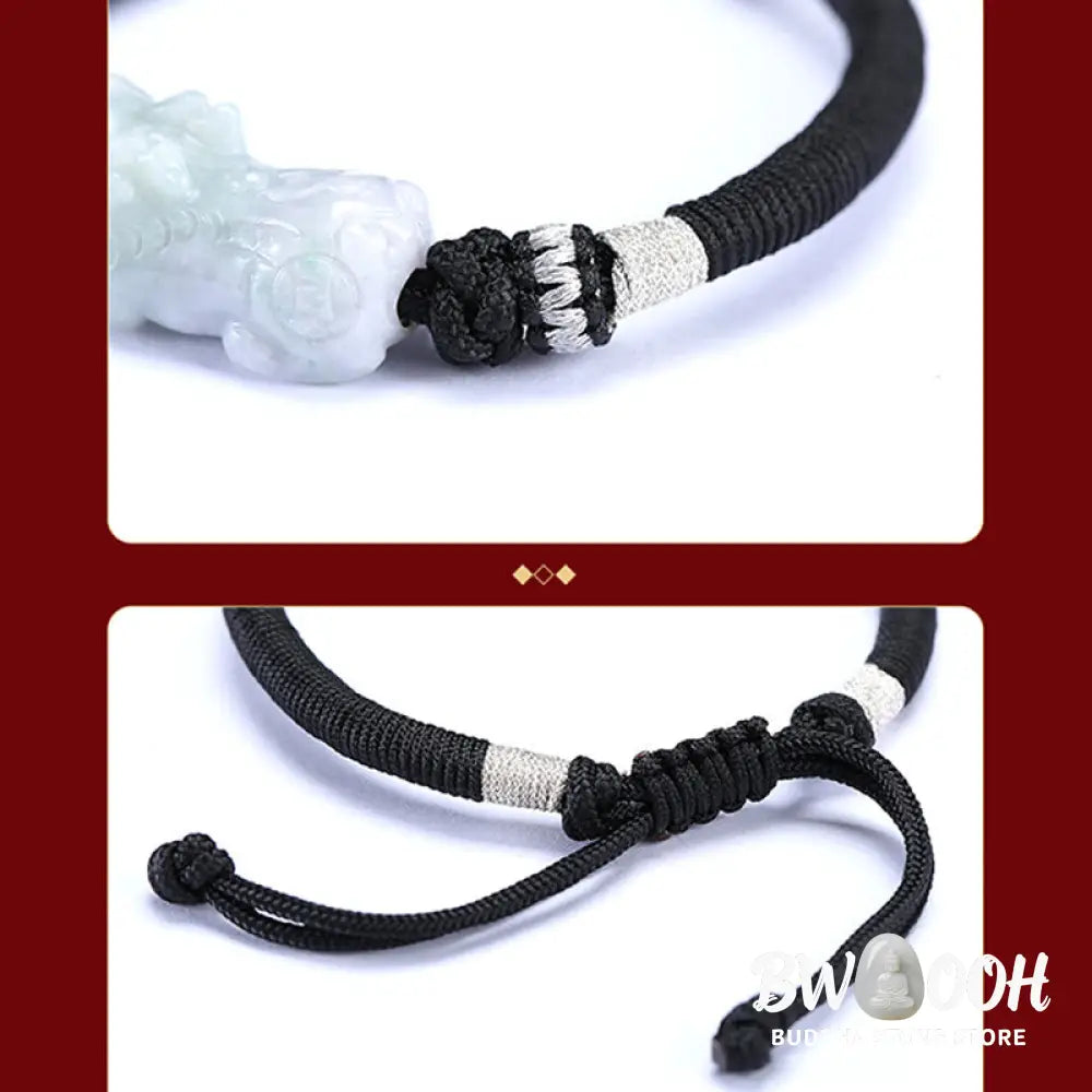 Buddha Stones Handmade Natural Jade PiXiu Luck Prosperity Braided String Bracelet - BWOOOH - 14-26cm - Bracelet