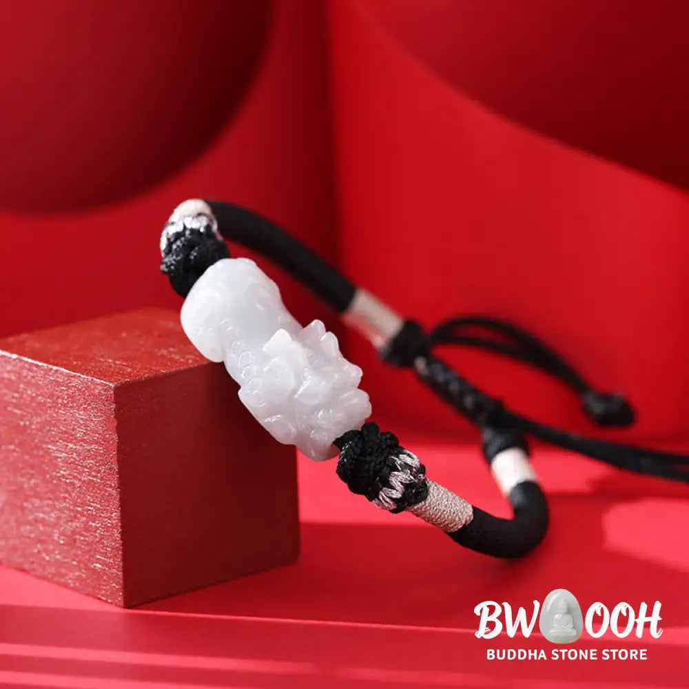 Buddha Stones Handmade Natural Jade PiXiu Luck Prosperity Braided String Bracelet - BWOOOH - 14-26cm - Bracelet