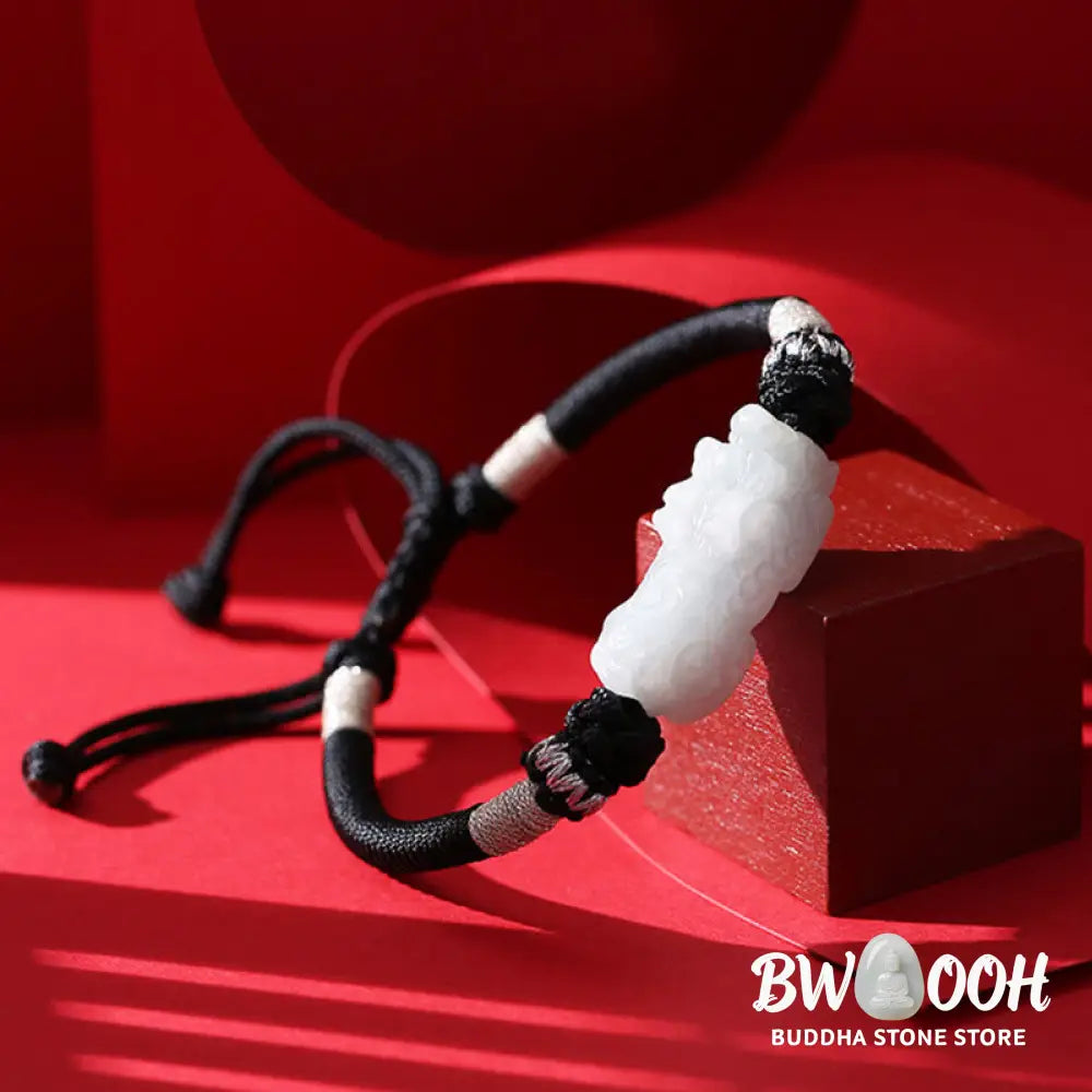Buddha Stones Handmade Natural Jade PiXiu Luck Prosperity Braided String Bracelet - BWOOOH - 14-26cm - Bracelet
