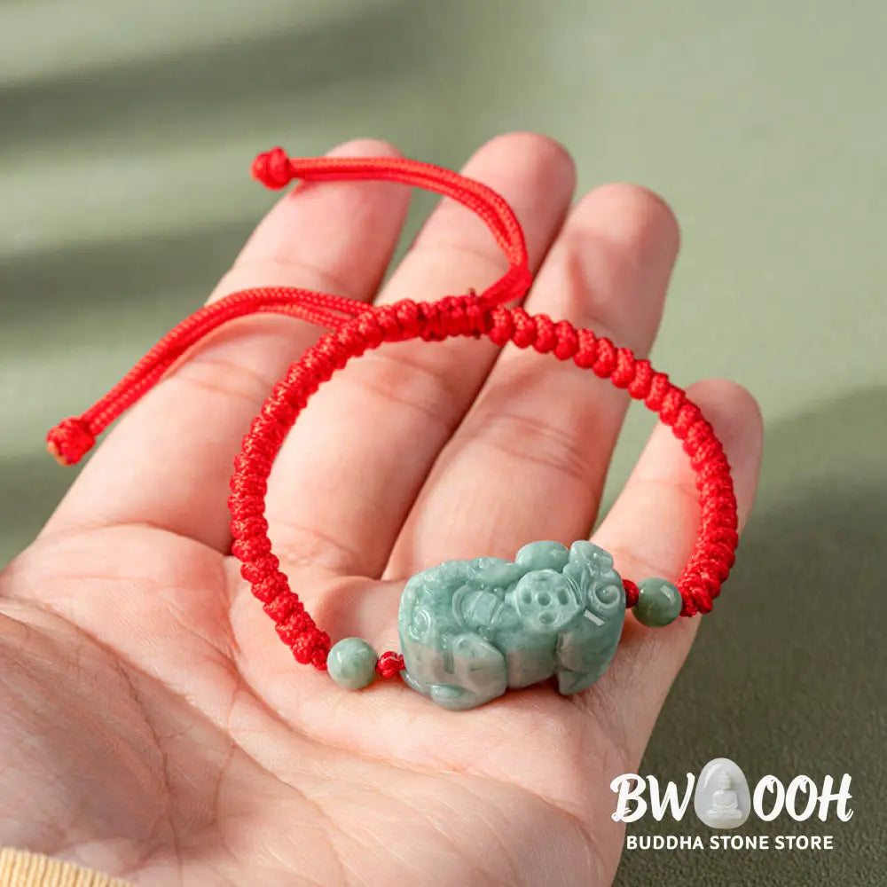 BWOOOH Handmade Natural Jade PiXiu Protection King Kong Knot Braided String Bracelet | spiritual healing bracelet